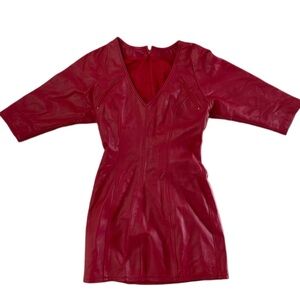 Vintage Lambskin Red Leather Mini Dress